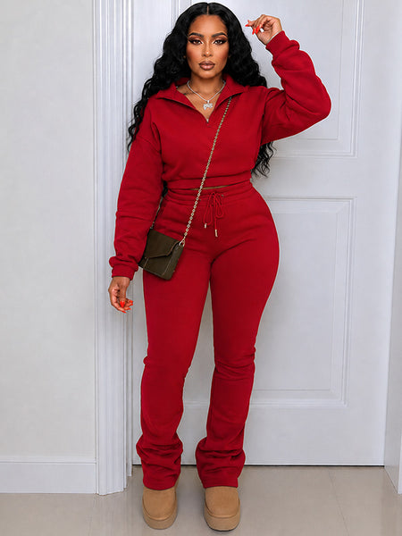 Zip-Front Sweatshirt & Pants Set