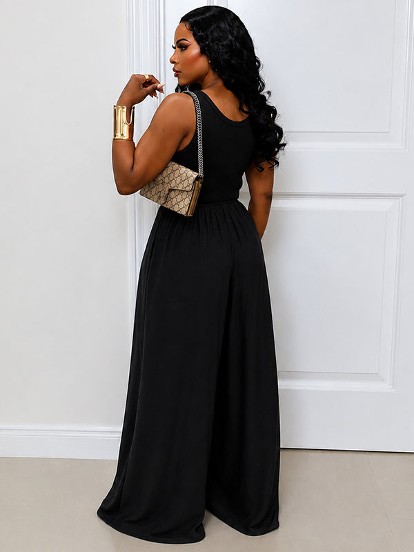 Wide-Leg Sleeveless Jumpsuit