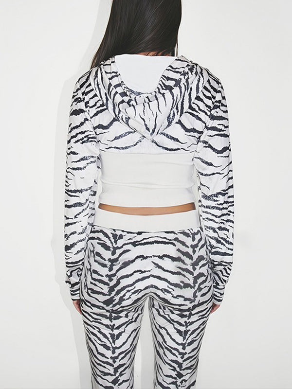 Printed Zip-Front Hoodie & Pants Set