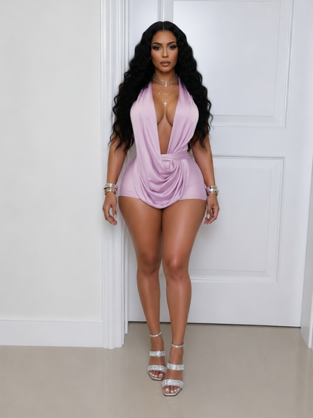Solid Tied Halter Romper