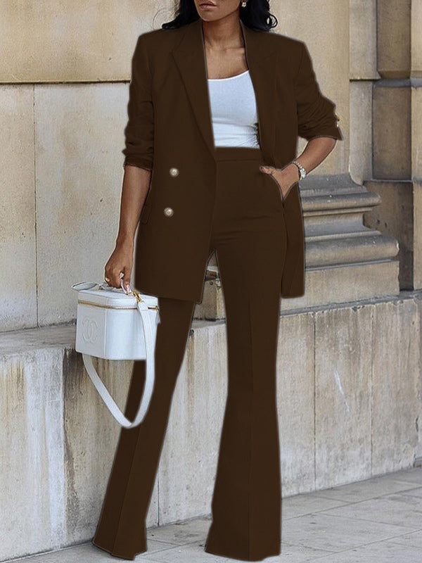 Solid Blazer & Pants Set