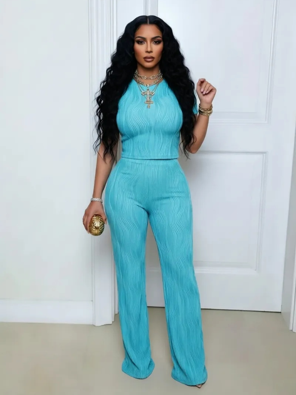 Solid Waved 2PC Set