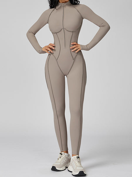 Solid Zip-Front Jumpsuit