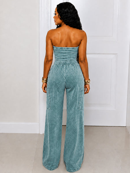 Washed Strapless Jumpsuit