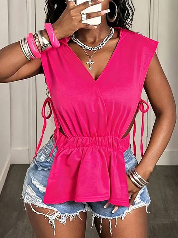 V-Neck Sleeveless Hoodie