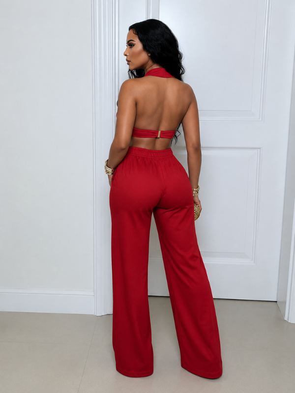 Eyelet Halter Top & Pants Set