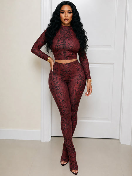 Snake-Print Pants Set
