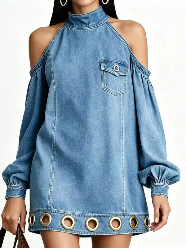 Cold Shoulder Denim Dress