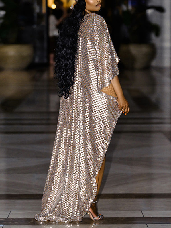 Gold Foil V-Neck Cape Bodysuit