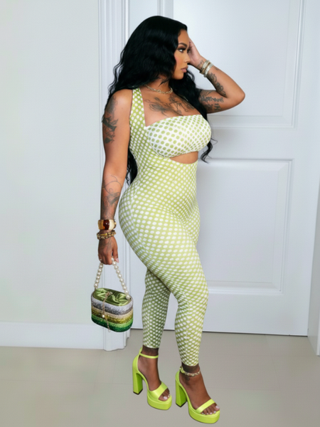 Dot Bandeau Top & Jumpsuit Set