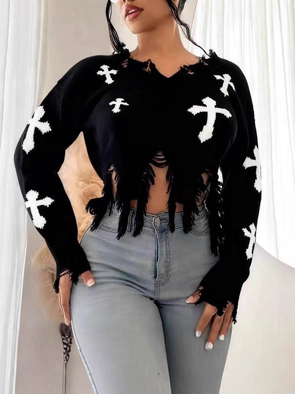 Morchique Floral Distressed Sweater