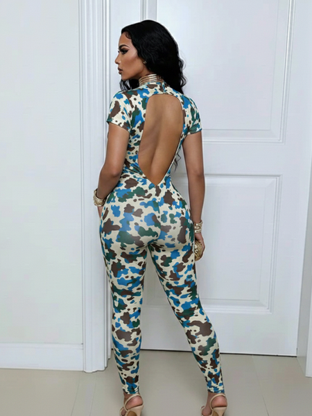 Printed Cut-out Jumpsuit