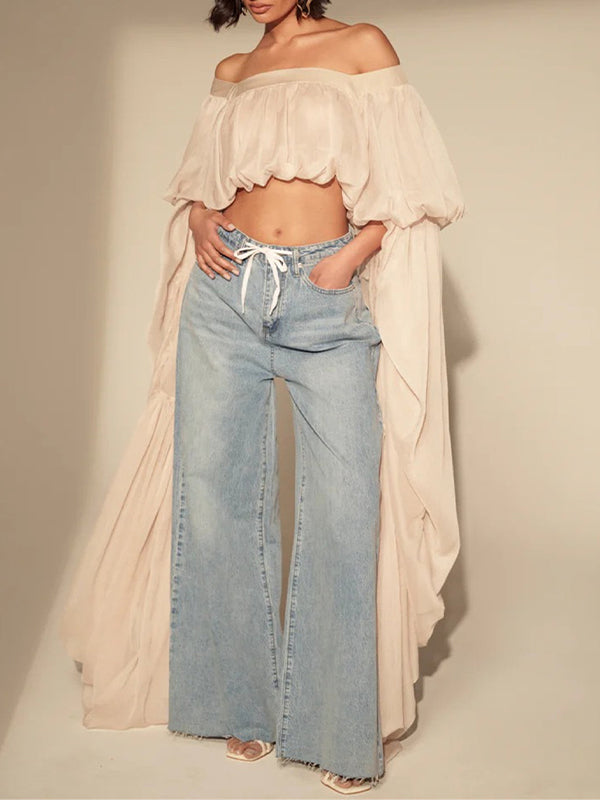 Ruffle Bell Sleeve Crop Top