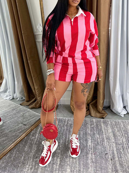 Morchique Stripe Polo Tee & Shorts Set