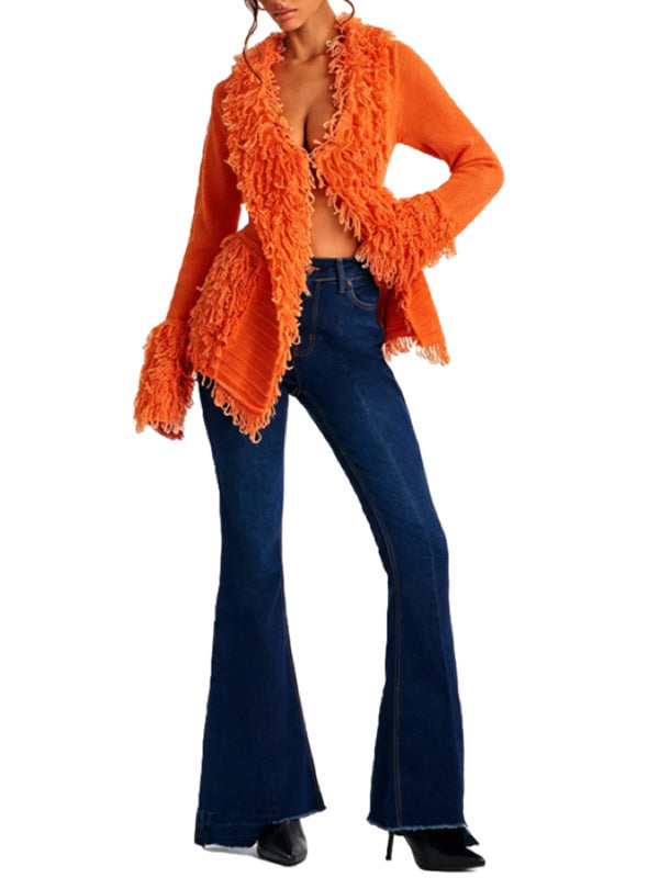 Solid Fringe Cardigan