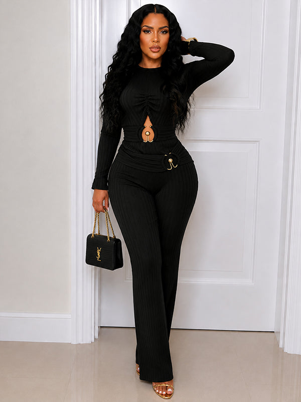 Ribbed Cutout Jumpsuit