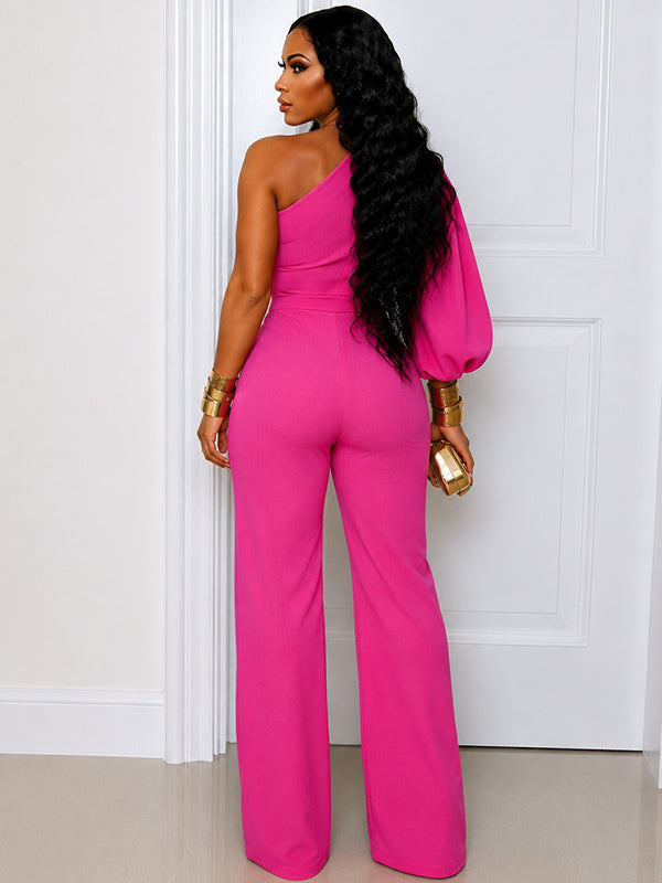 Solid Boat-Neck Tied Jumpsuit