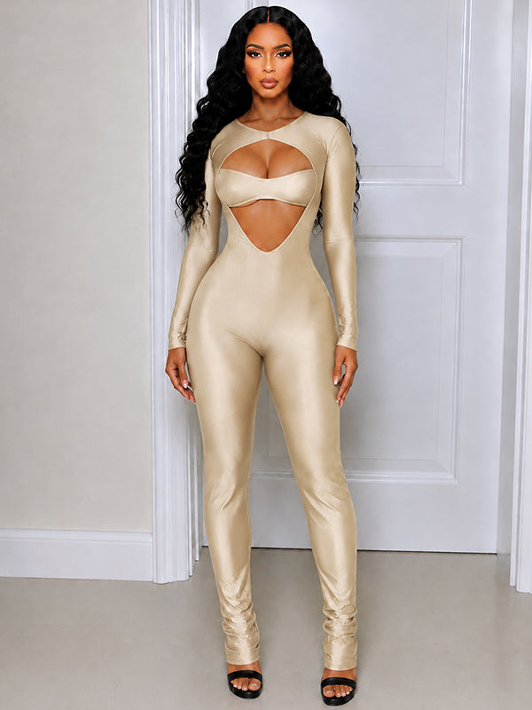 Solid Cutout Skinny Jumpsuit