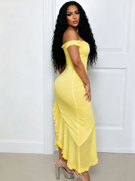 Frilled Off-Shoulder Dress