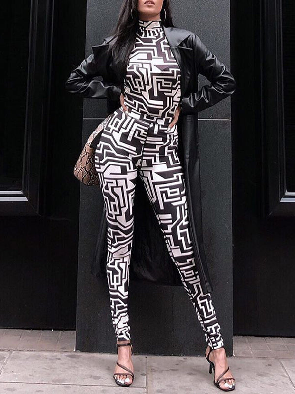 Geometric Print Top & Pant Set