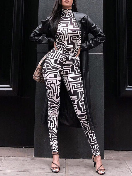 Geometric Print Top & Pant Set