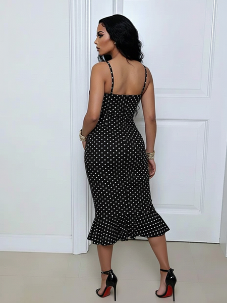 Dot Halter Midi Dress