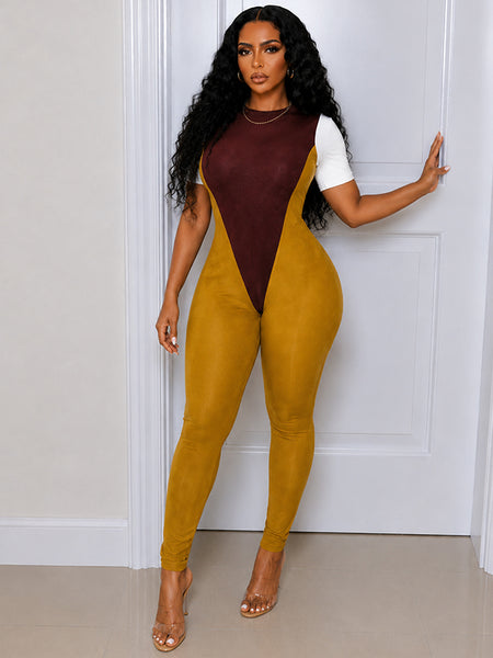 Three Tone Zip-back Jumpsuit