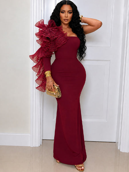 Ruffle Combo Maxi Dress