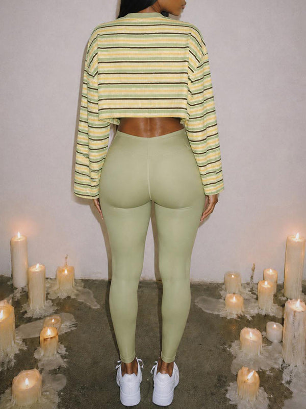 Stripe Cropped Top & Skinny Pant Set