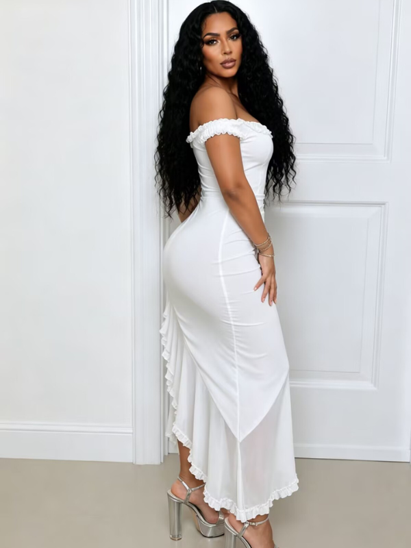 Frilled Off-Shoulder Dress