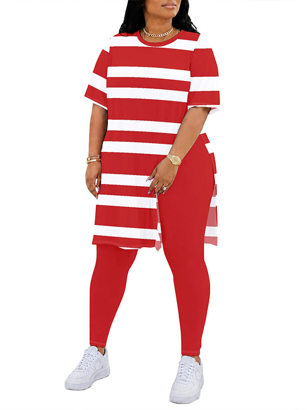 Stripe Side-Slit Tunic Top & Pants Set