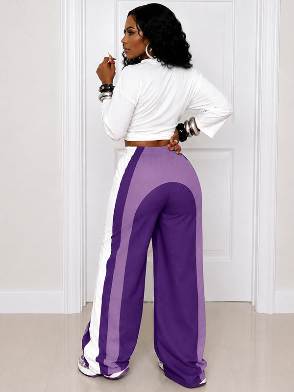 Colorblock Wide-Leg Pants