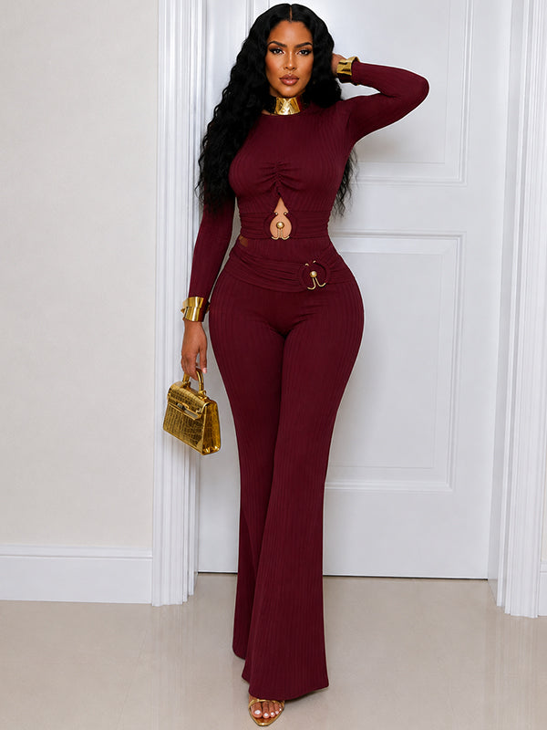 Ribbed Cutout Jumpsuit