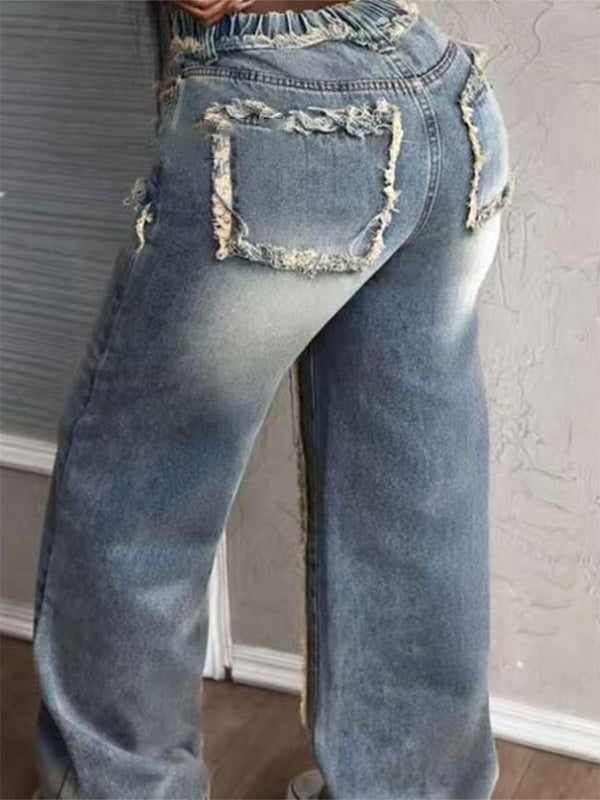 Frayed Edge Wide-Leg Denim