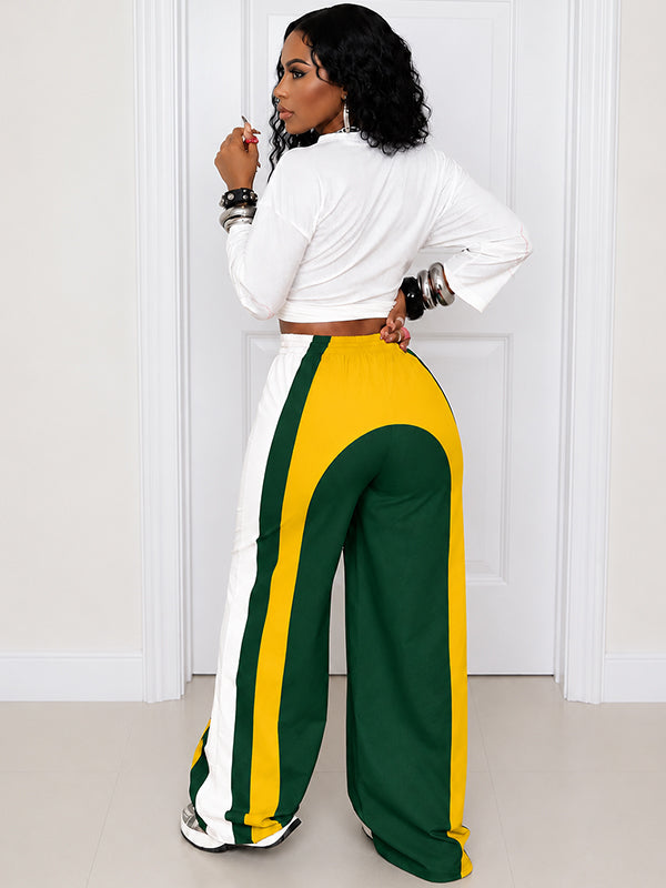 Colorblock Wide-Leg Pants
