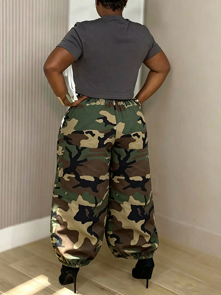 Camo Wide-Leg Jogger Pants
