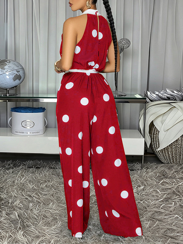 Polka Dot Halter Jumpsuit