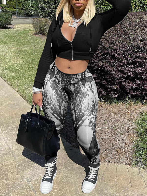 Zip-Front Hoodie & Jogger Pants Set