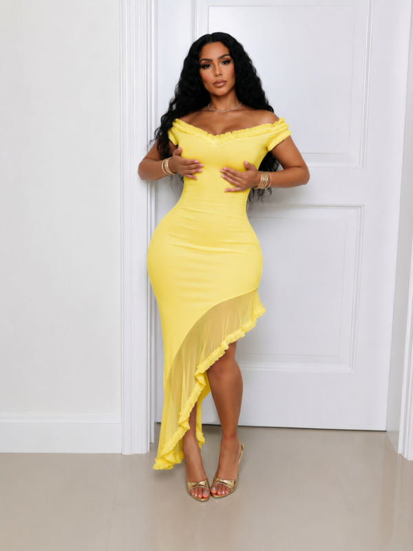 Frilled Off-Shoulder Dress