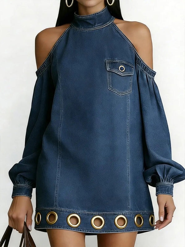 Cold Shoulder Denim Dress
