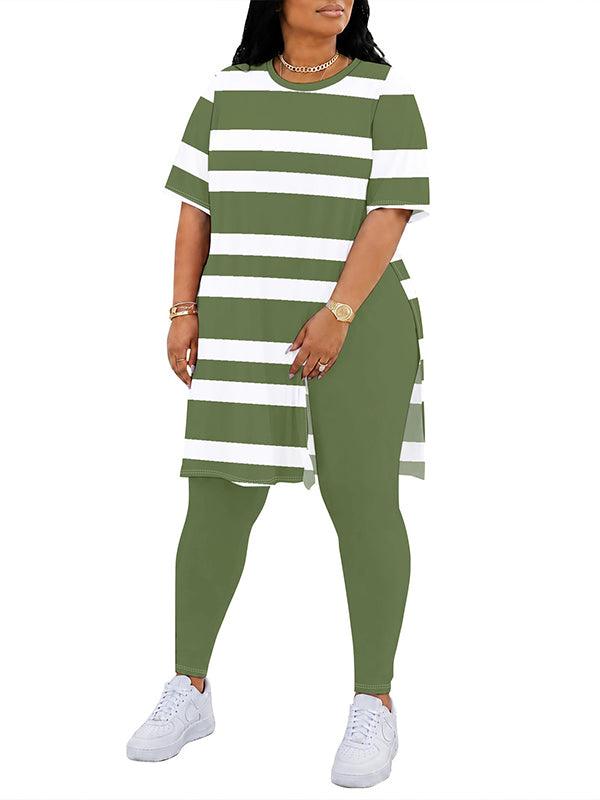 Stripe Side-Slit Tunic Top & Pants Set