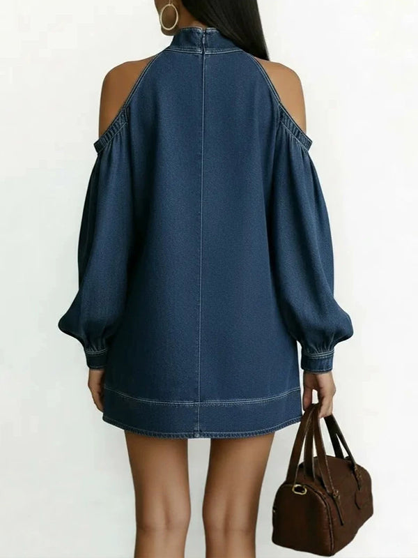 Cold Shoulder Denim Dress