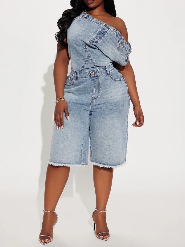 Morchique Boat-Neck Denim Romper