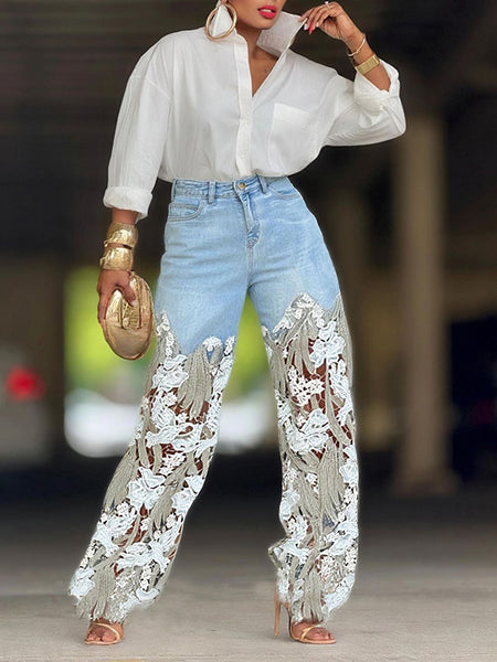 Morchique Lace Combo Jeans