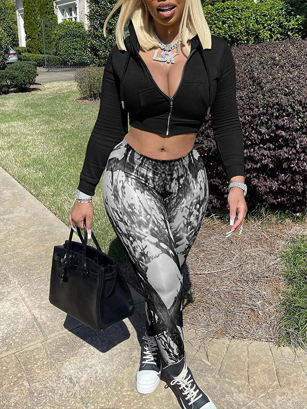 Zip-Front Hoodie & Jogger Pants Set