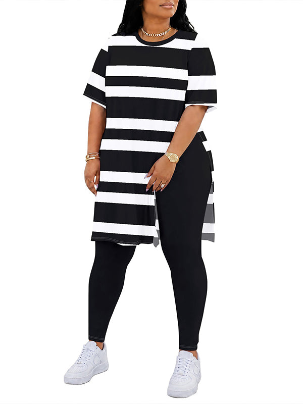 Stripe Side-Slit Tunic Top & Pants Set