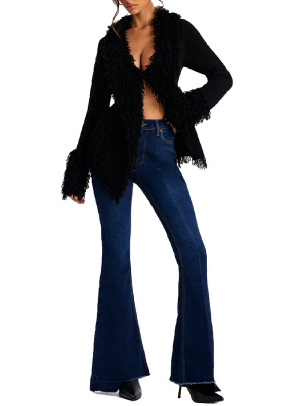 Solid Fringe Cardigan