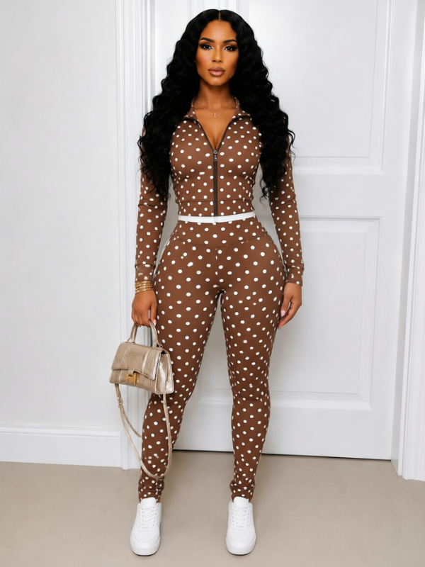 Polka Dot Zip Top & Pant Set
