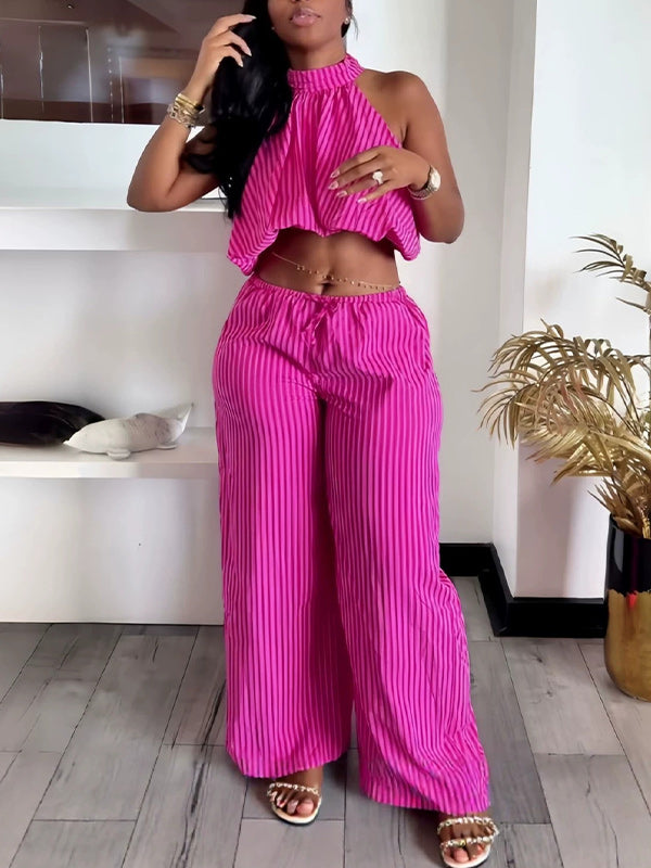 Stripe Halter Top & Pants Set