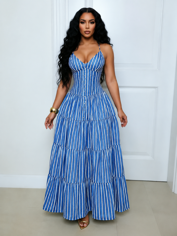 Stripe Combo Cami Maxi Dress
